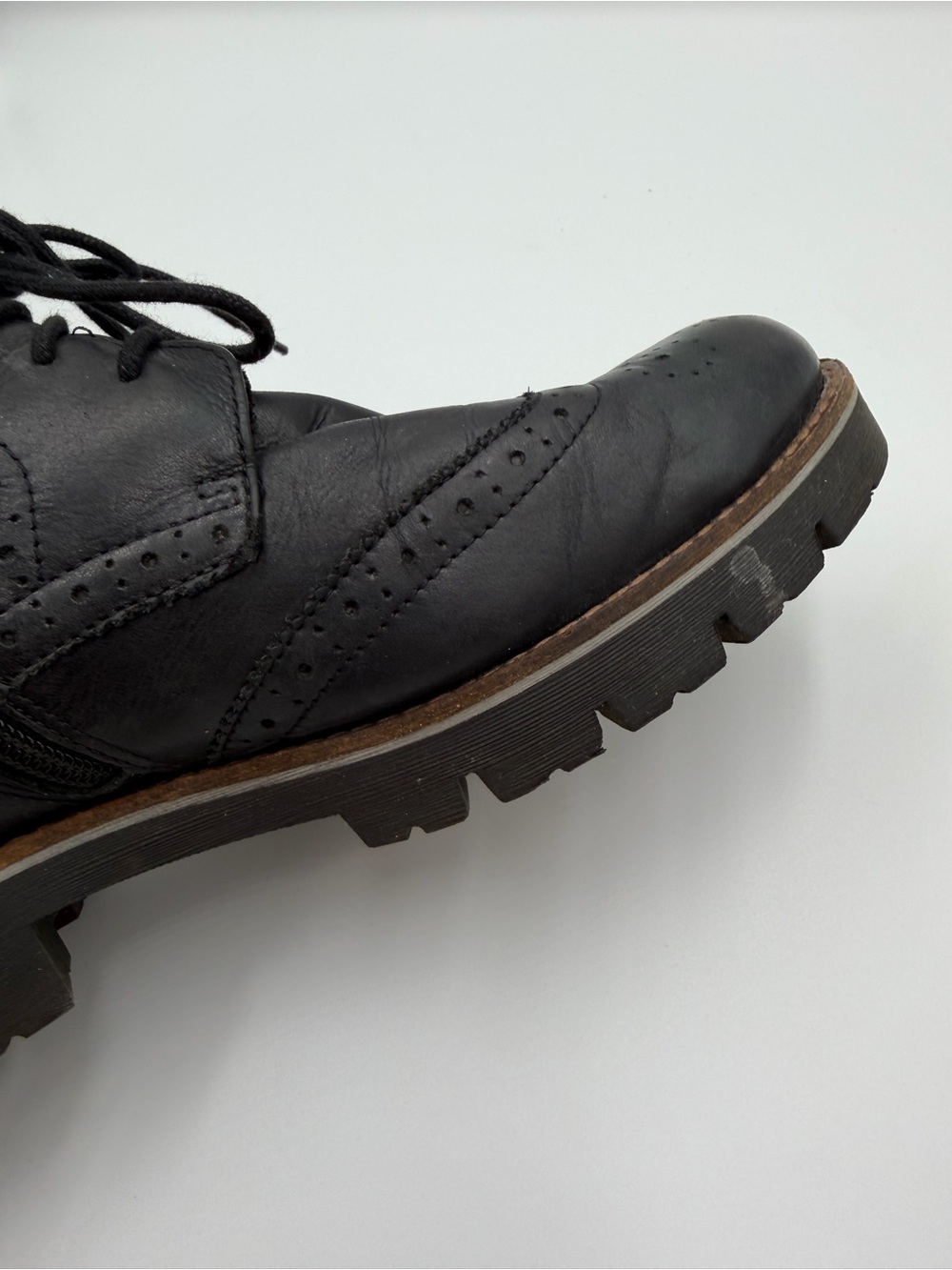 Caprice Leather Wingtip Brogue Boots US 9 EU 40 Dark Academia - Picture 11 of 13